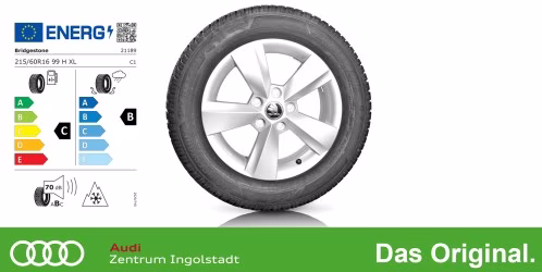 Original SKODA Karoq 16 Zoll Winterkomplettradsatz Nanuq Silber / 216606HL6BRNA1 Bridgestone BLIZZAK 6 215/60 R16 99H 6,0x16 ET43