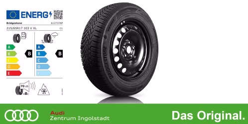 Original Skoda Kodiaq/Kodiaq II Winterkomplettradsatz Stahl Schwarz / 216657VL6BRS5F Bridgestone BLIZZAK 6 215/65 R17 103 V/XL 6,5x17 ET38