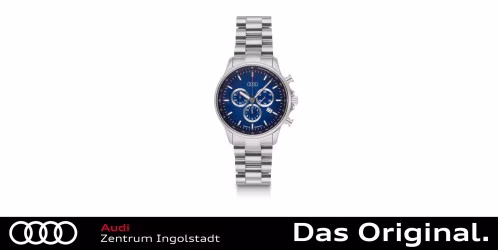 Original Audi Chronograph Edelstahl, silber/blau, 3102500300