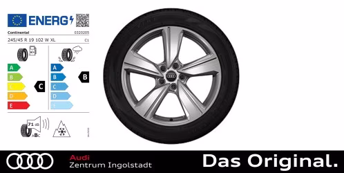 Original Audi A6 (C9) Avant/Limousine Winterkomplettradsatz 5-Arm 19 Zoll Continental WinterContact TS 870 P 245/45 R19 102W XL