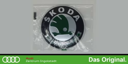 Original Skoda Zeichen Satinschwarz / Melange, Fabia/Octavia/Rapid/Roomster/Superb/Yeti 3U0853621B MEL