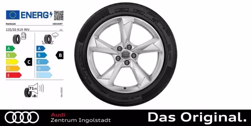 Original Audi Q3 / Q3 Sportback (F3) 19 Zoll Sommerkomplettradsatz im 5-Arm-Dynamik-Design, brillantsilber 7 J x 19, 235/50 R 19 99V Hankook Ventus S1 evo² SUV (K117A) AO