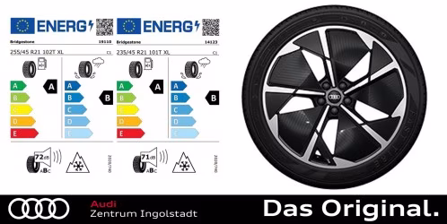 Original Audi Q4 Sportback e-tron / Q4 e-tron 21 Zoll Sommerkomplettradsatz 5-Arm-Rotor-Aero, schwarz, glanzgedreht